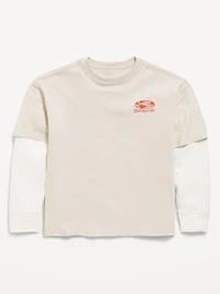 Oversized Long-Sleeve 2-In-1 Graphic T-Shirt for Boys