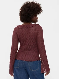 Fitted Bell-Sleeve Ruffle Top