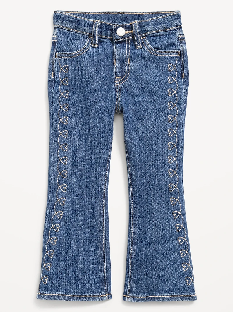 High-Waisted Embroidered Flare-Leg Jeans for Toddler Girls