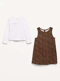 Collared Top and Dress Set for Toddler Girls