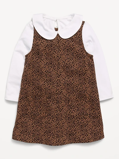 Collared Top and Dress Set for Toddler Girls