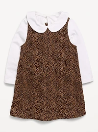 Collared Top and Dress Set for Toddler Girls