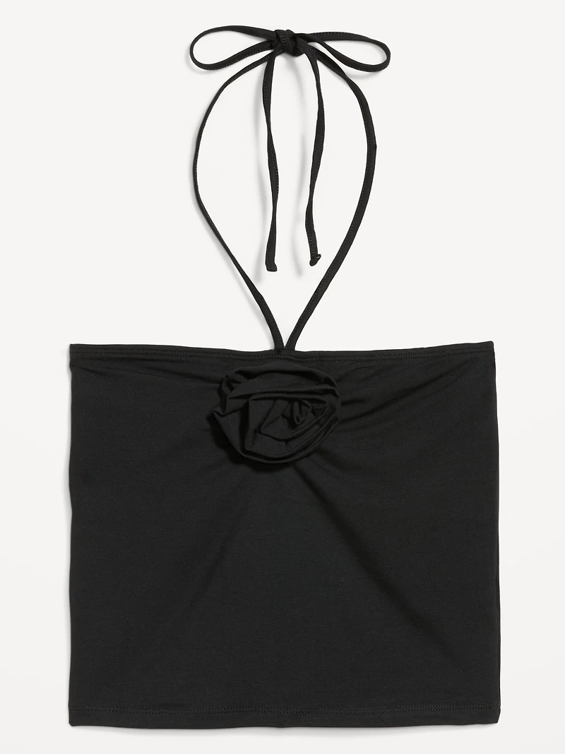 Tie-Neck Rosette Tube Top