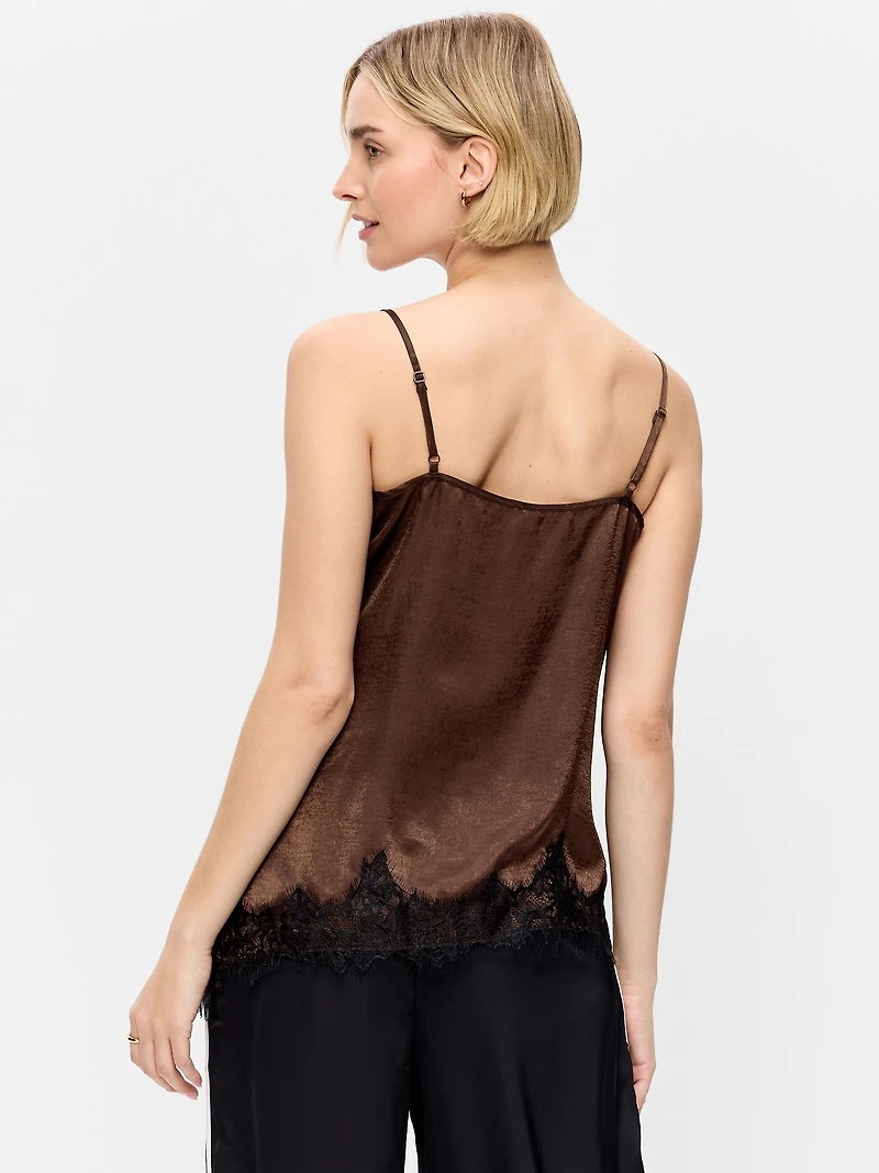Asymmetrical Lace-Trim Cami Top