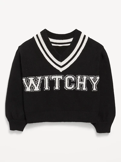 Cropped V-Neck Sweater for Girls