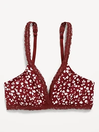 Lace-Trim Cotton Triangle Bralette