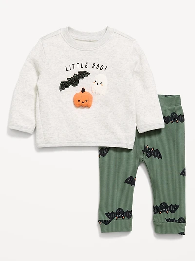 Long-Sleeve Graphic Sweatshirt and Pants Set for Baby
