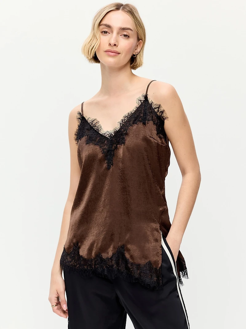 Asymmetrical Lace-Trim Cami Top