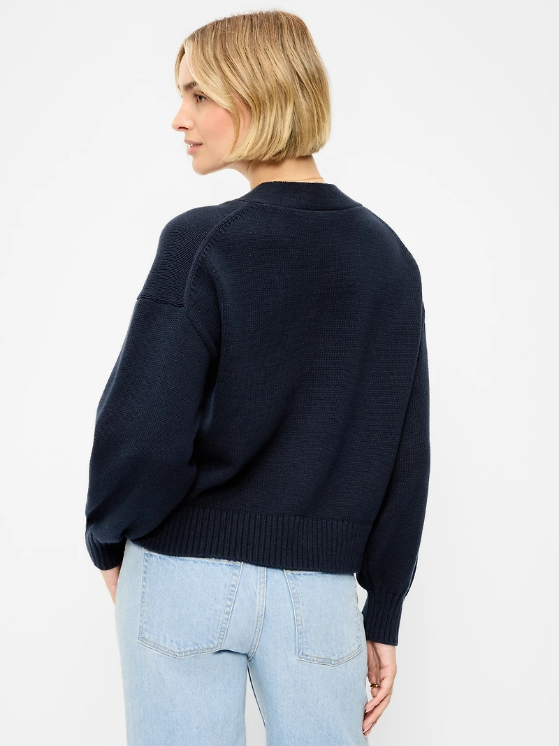 Seaside Cotton V-Neck Cardigan Sweater