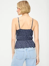 Lace-Trim Smocked-Waist Tank Top