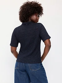 Lace Keyhole Polo Top