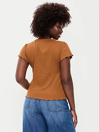 Lettuce-Edge Pointelle Top