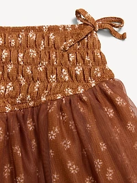 Western Smocked Tulle Skirt for Toddler Girls