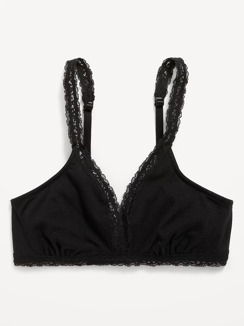 Lace-Trim Cotton Triangle Bralette