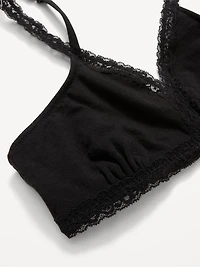 Lace-Trim Cotton Triangle Bralette