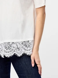 Oversized Lace Hem T-Shirt