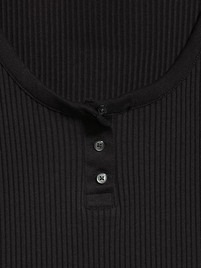 Scoop-Neck Fitted Henley Top