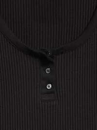 Scoop-Neck Fitted Henley Top