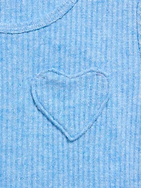 Short-Sleeve Ribbed Heart Pocket Dress for Toddler Girls
