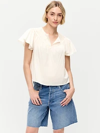 Short-Sleeve Embroidered Trousseau Top