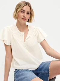 Short-Sleeve Embroidered Trousseau Top