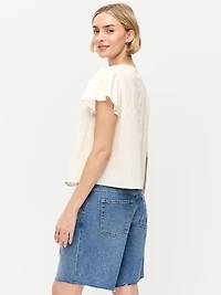 Short-Sleeve Embroidered Trousseau Top