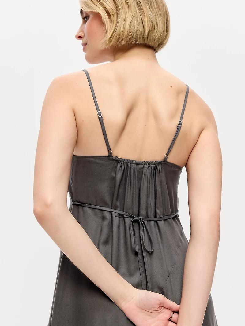 Fit & Flare Tie-Back Asymmetrical Midi Dress