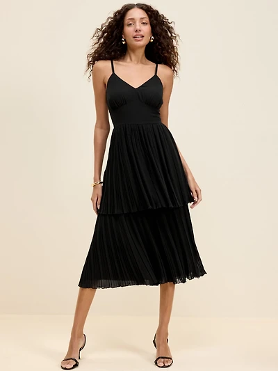 The Occasion by Old Navy Pleated Fit & Flare Midi Dress