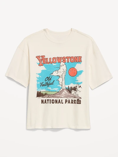 Yellowstone National Park™ Crew-Neck Oversized Crop T-Shirt