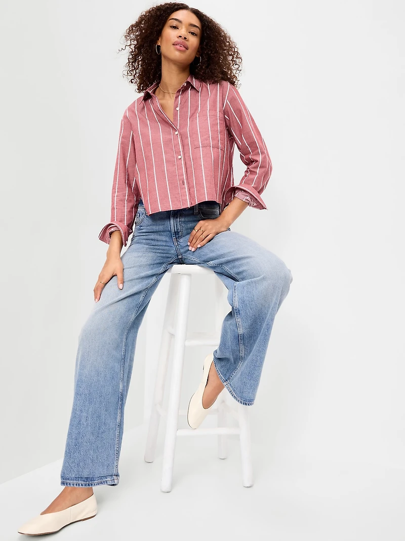 Cropped Button-Down Shirt