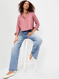 Cropped Button-Down Shirt