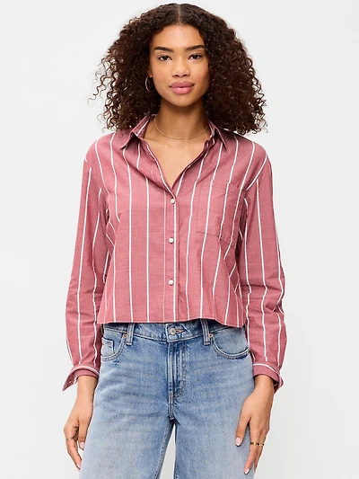 Cropped Button-Down Shirt