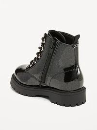 Glitter Side-Zip Combat Boots for Toddler Girls