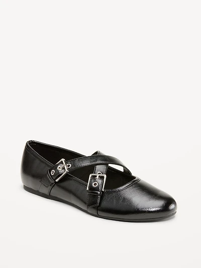 Buckle-Strap Mary Jane Ballet Flats for Women