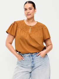 Short-Sleeve Embroidered Trousseau Top