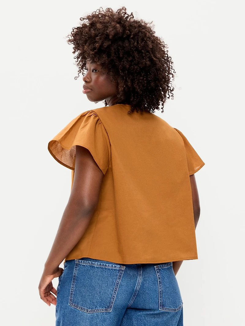 Short-Sleeve Embroidered Trousseau Top