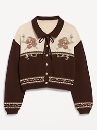 Seaside Cotton Tie-Front Collared Cardigan