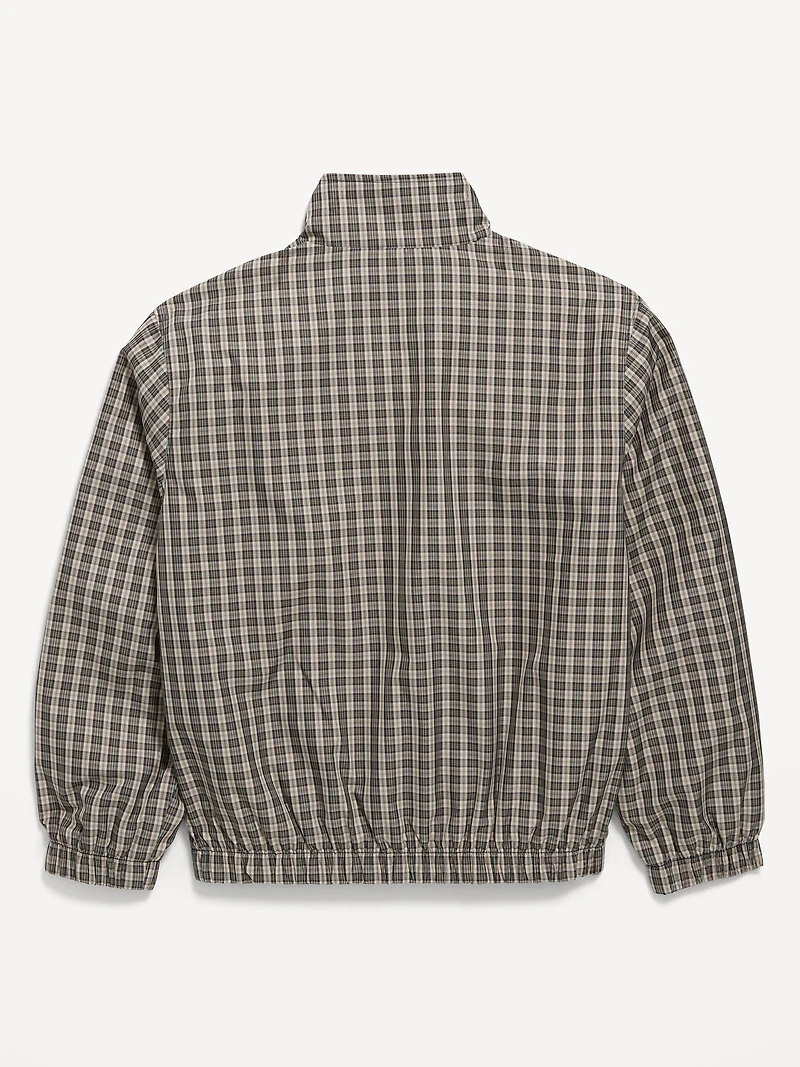 Water-Resistant Plaid Full-Zip Windbreaker for Boys