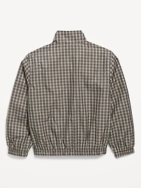 Water-Resistant Plaid Full-Zip Windbreaker for Boys
