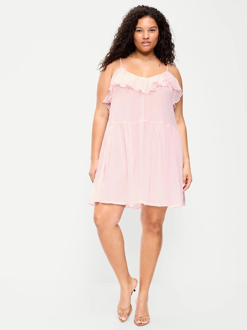 Ruffle-Front Flounce Mini Dress