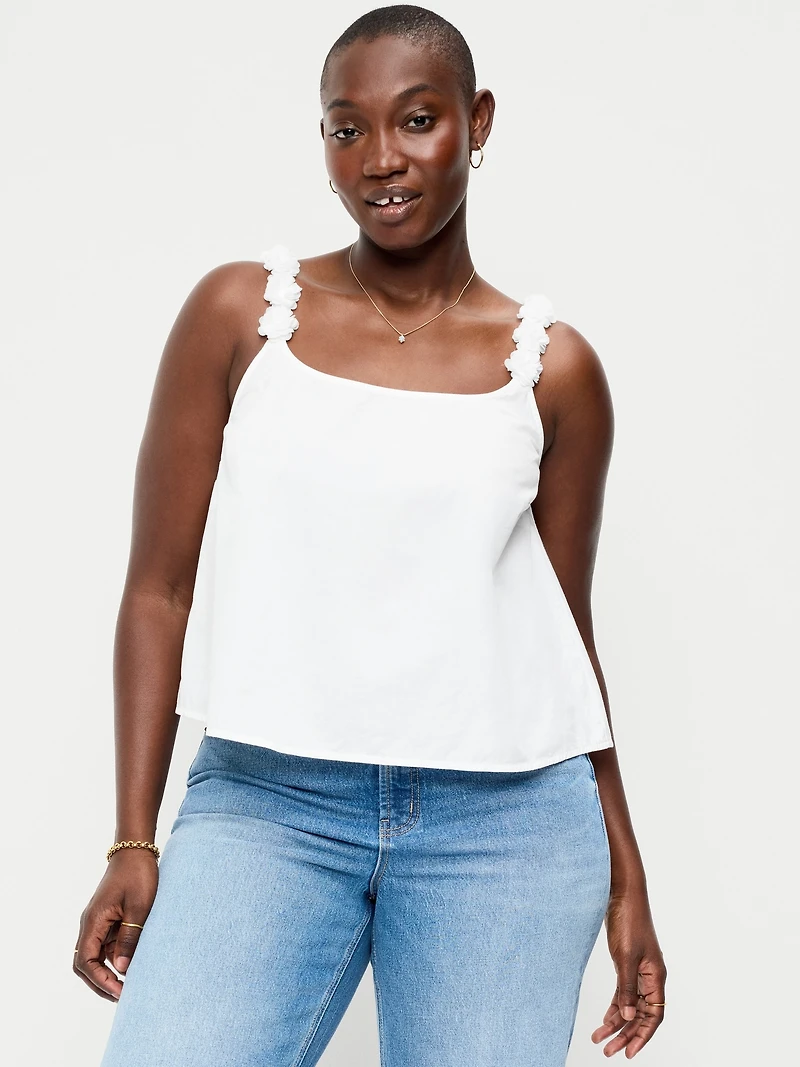 Rosette-Strap Tank Top