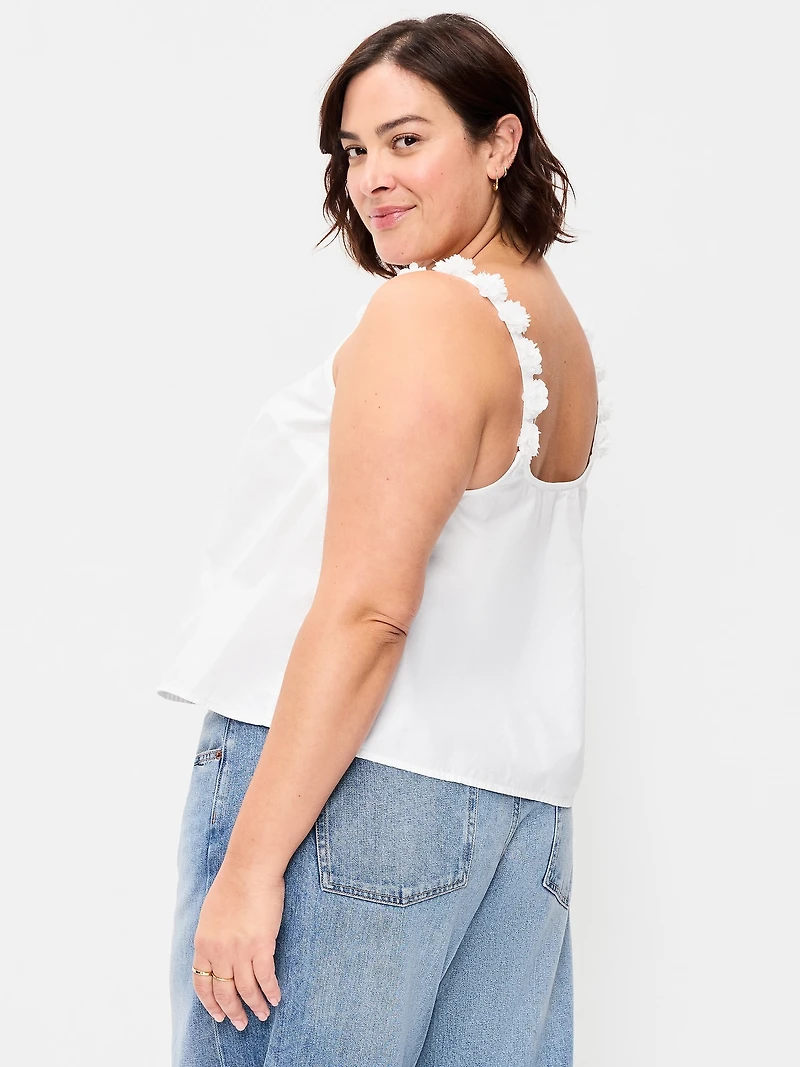 Rosette-Strap Tank Top