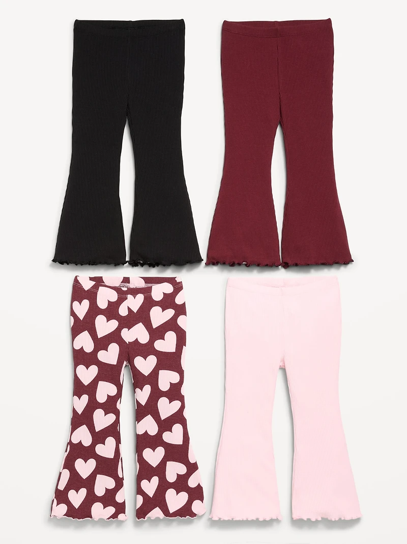 Ribbed Flare-Leg Leggings 4-Pack for Toddler Girls