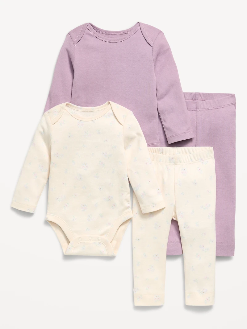 Long-Sleeve Bodysuit and Leggings 4-Piece for Baby