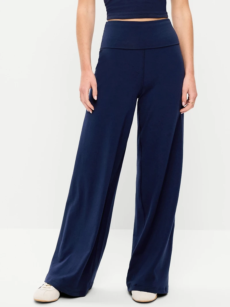 High-Waisted PowerChill Fold-Over Wide-Leg Pants