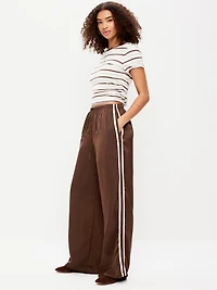 High-Waisted Satin Track Pants