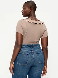 Lettuce-Edge Scoop-Neck Top