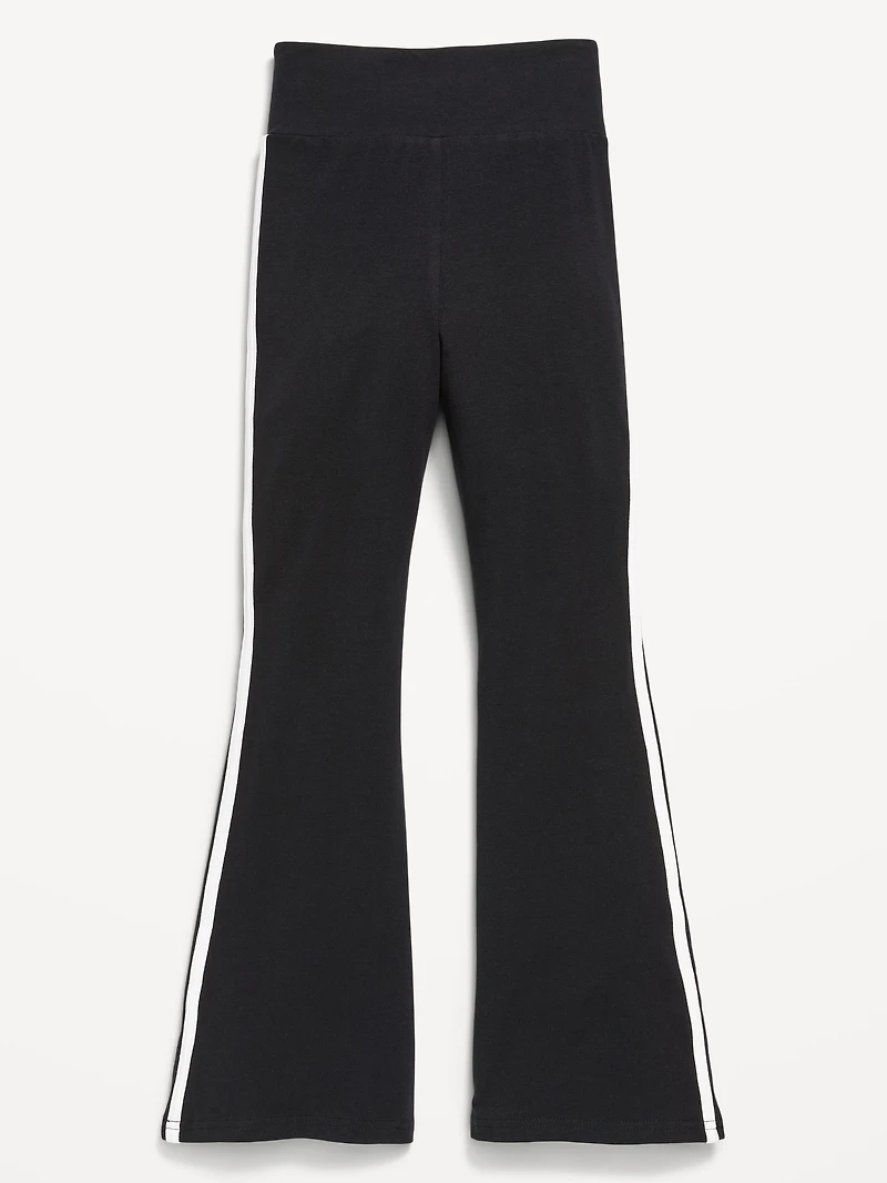 High-Waisted Side Striped Flared Leggings for Girls