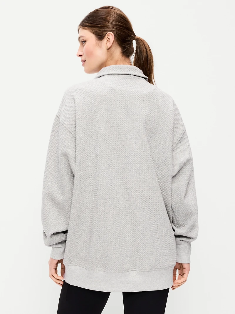 Dynamic Fleece Oversized Textured Tunic Sweatshirt