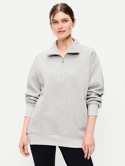 Dynamic Fleece Oversized Textured Tunic Sweatshirt
